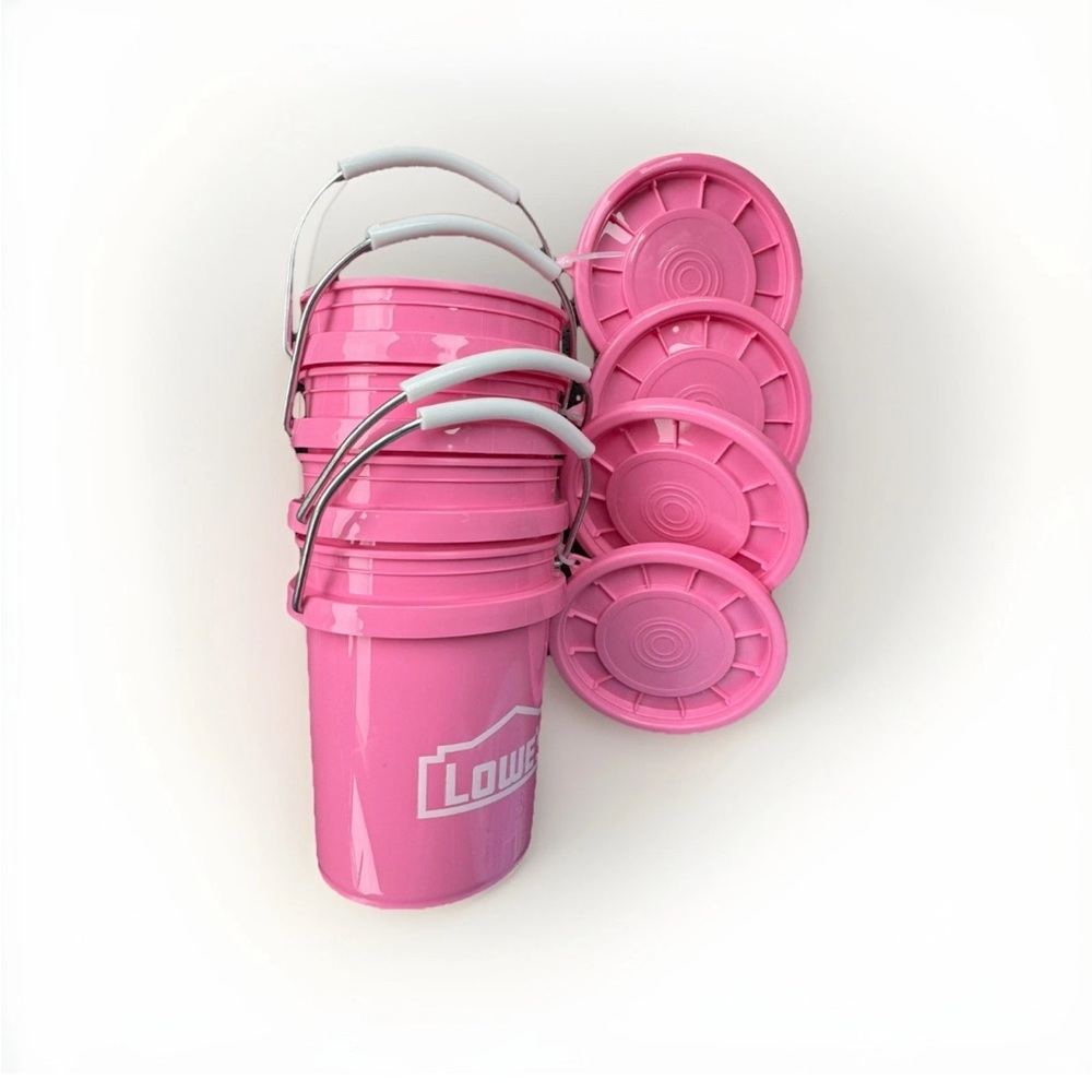 4 Pink Lowe's pink Mini Buckets